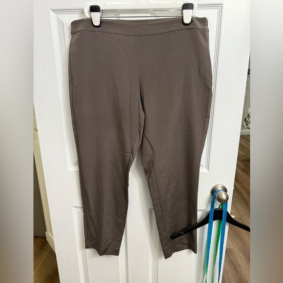 EILEEN FISHER 16 Stretch Silk Cotton RISCX-P8743M RYE SLIM PANTS W/SIDE ZIP - Picture 1 of 8
